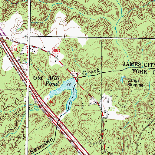 Topographic Map of Old Mill Pond Dam, VA