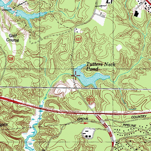 Topographic Map of Tutters Neck Pond Dam, VA