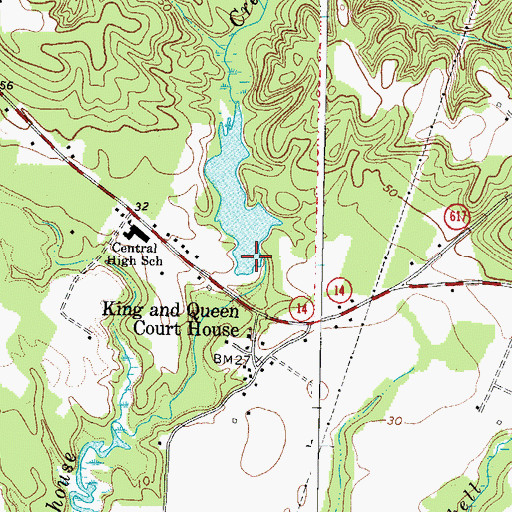 Topographic Map of King and Queen Courthouse Dam, VA