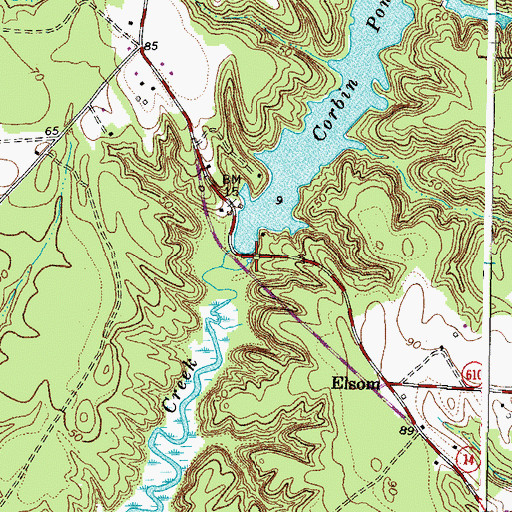 Topographic Map of Corbin Millpond, VA