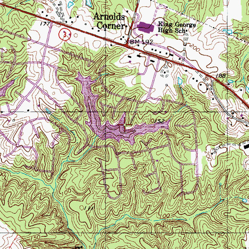 Topographic Map of Lake Monroe, VA