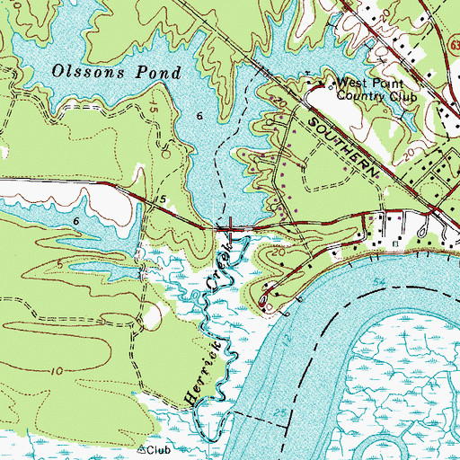 Topographic Map of Olssons Dam, VA