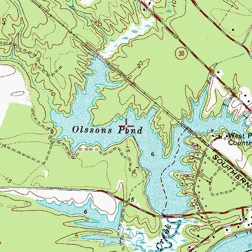Topographic Map of Olssons Pond, VA