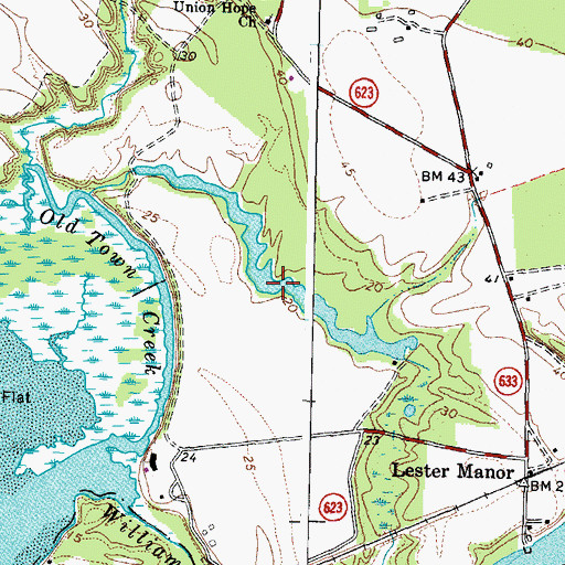Topographic Map of Old Town Farm Pond, VA