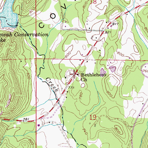 Topographic Map of Bethlehem, AL