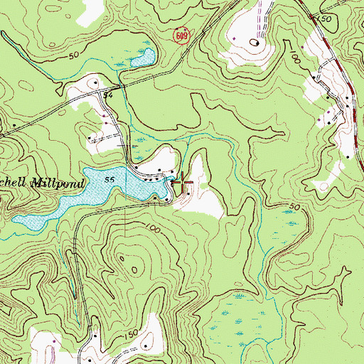 Topographic Map of Mitchell Millpond Dam, VA