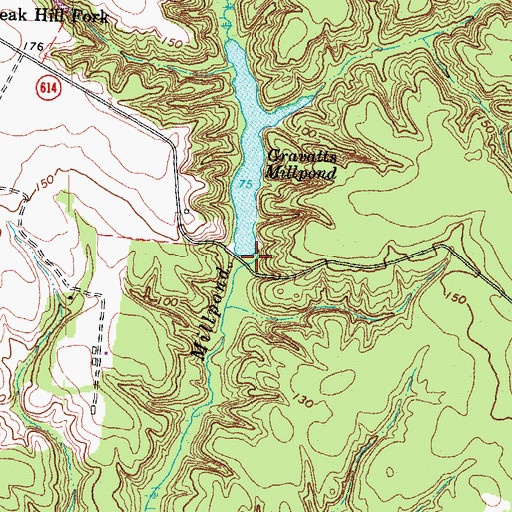 Topographic Map of Gravatts Millpond Dam, VA
