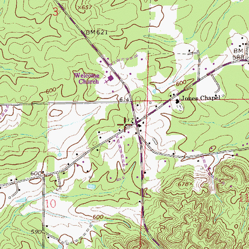 Topographic Map of Birdsong School (historical), AL