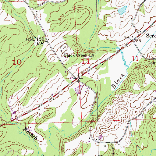 Topographic Map of Black Creek, AL