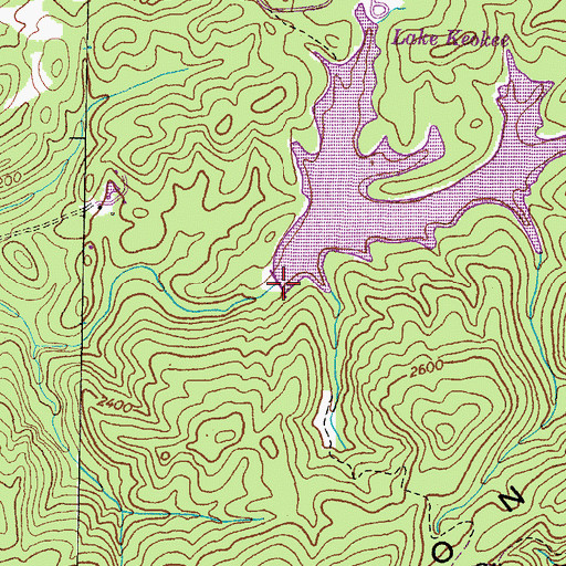 Topographic Map of Lake Keokee Dam, VA