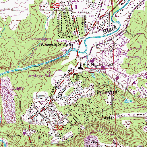 Topographic Map of Black Creek Falls (historical), AL