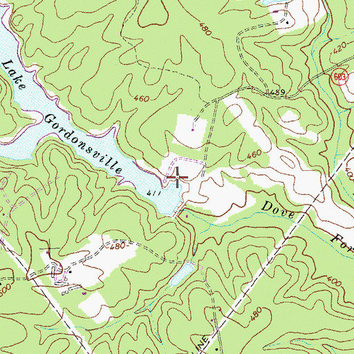 Topographic Map of Lake Gordonsville Dam, VA