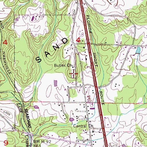 Topographic Map of Butler Cemetery, AL