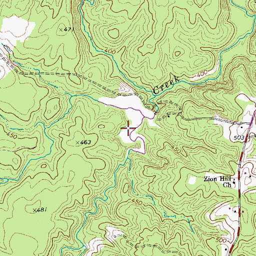 Topographic Map of Modest Creek Reservoir, VA