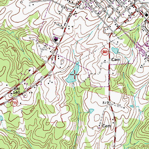 Topographic Map of Marshall Dam, VA