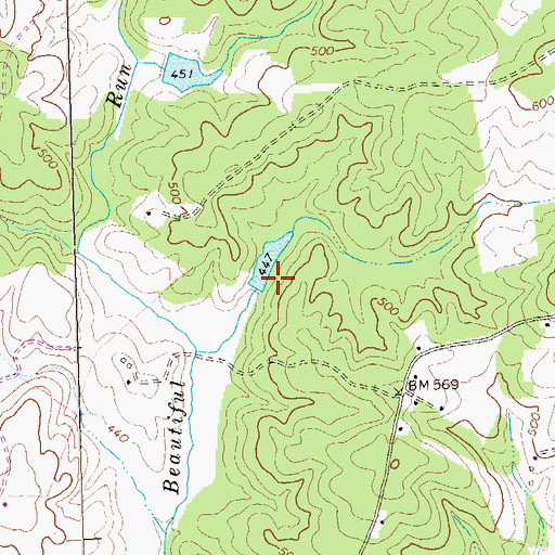 Topographic Map of Beautiful Run Number Five Dam, VA