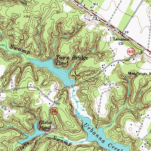Topographic Map of Town Bridge Pond Dam, VA