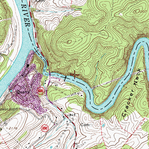 Topographic Map of Little River Dam, VA