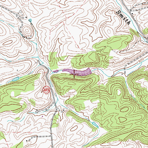 Topographic Map of Bennetts Dam, VA