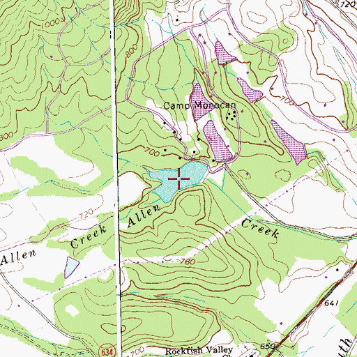 Topographic Map of Lake Monocan, VA