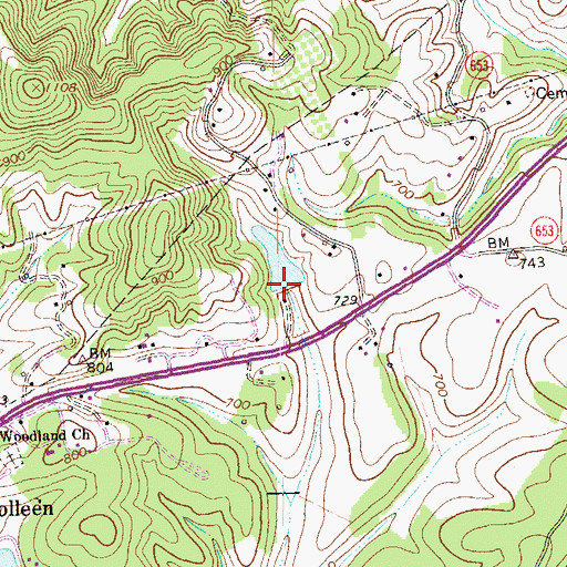 Topographic Map of Stevens Lake Dam, VA