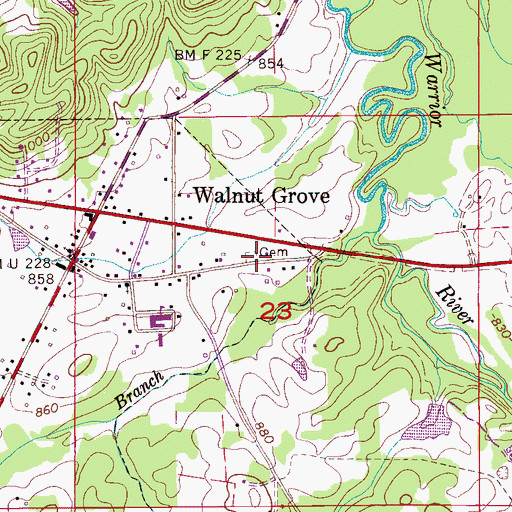 Topographic Map of Cornelius Cemetery, AL