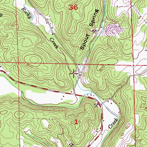 Topographic Map of Cox Mill (historical), AL