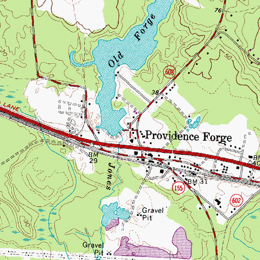 Topographic Map of Old Forge Pond Dam, VA