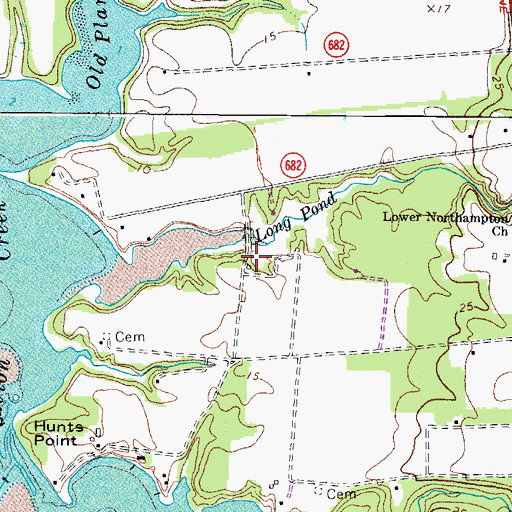 Topographic Map of Long Dam, VA