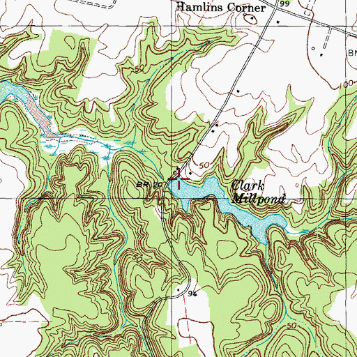 Topographic Map of Clarkes Milldam, VA