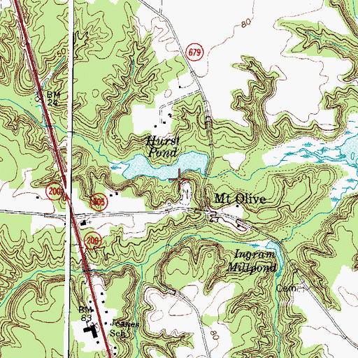 Topographic Map of Hurst Dam, VA