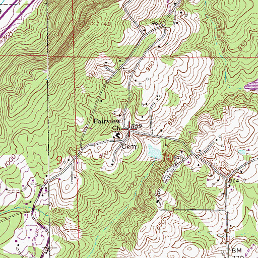 Topographic Map of Fairview, AL