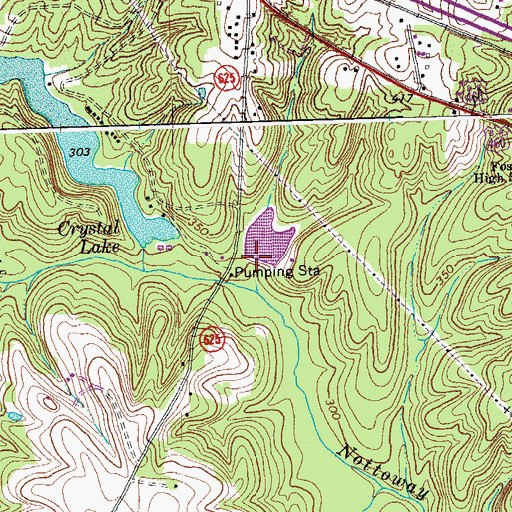 Topographic Map of Horners Dam, VA