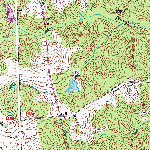 Topographic Map of Sheltons Dam, VA