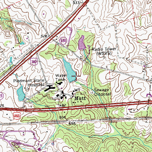 Topographic Map of Piedmont State Hospital Dam, VA