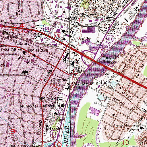 Topographic Map of Gadsden Center University of Alabama, AL