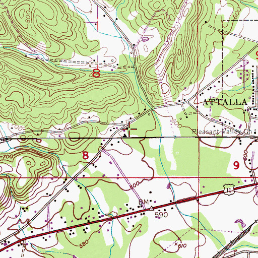 Topographic Map of Gaines Chapel Methodist Church (historical), AL