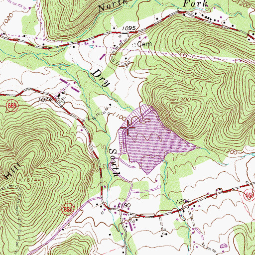 Topographic Map of Dry Run Number 101 Dam, VA