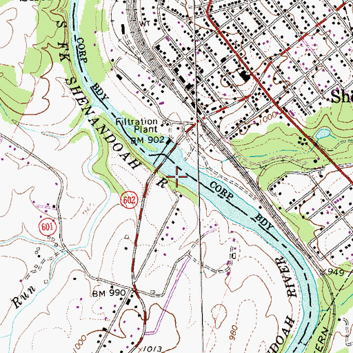 Topographic Map of Shenandoah Reservoir, VA