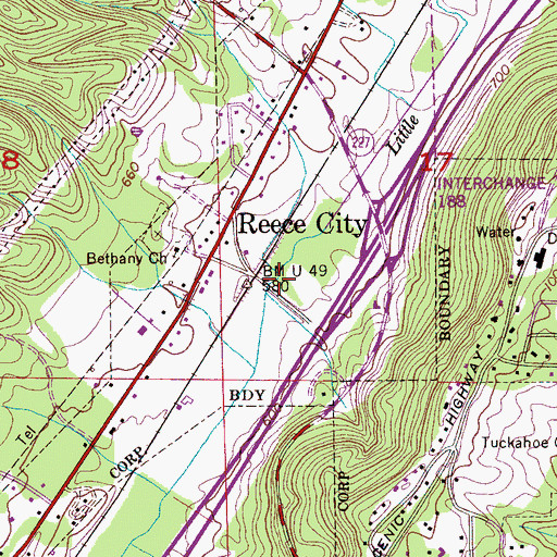 Topographic Map of Gilliland Bridge (historical), AL