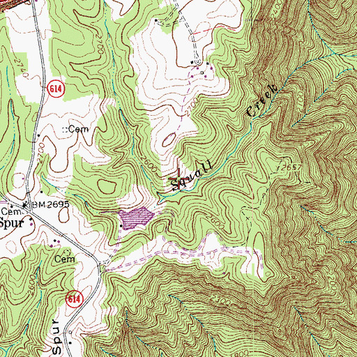 Topographic Map of Squall Creek Pond, VA