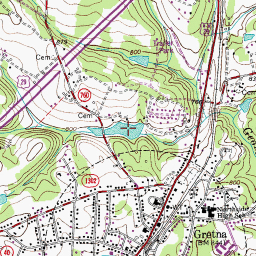 Topographic Map of Gretna Lake, VA