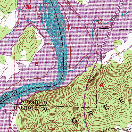 Topographic Map of Green Valley, AL