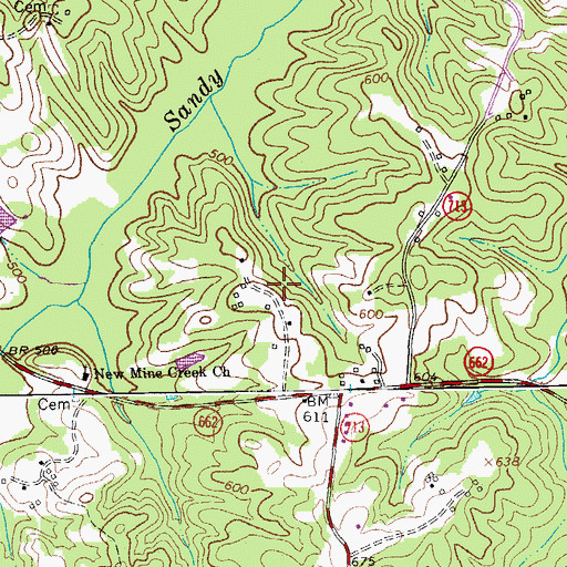 Topographic Map of Hood Dam, VA