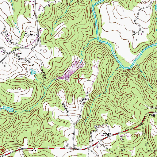 Topographic Map of Layton Bacon Dam, VA