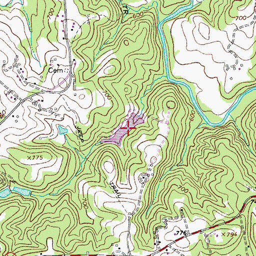 Topographic Map of Bacon Pond, VA