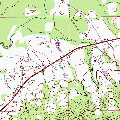 Topographic Map of Gum Springs (historical), AL