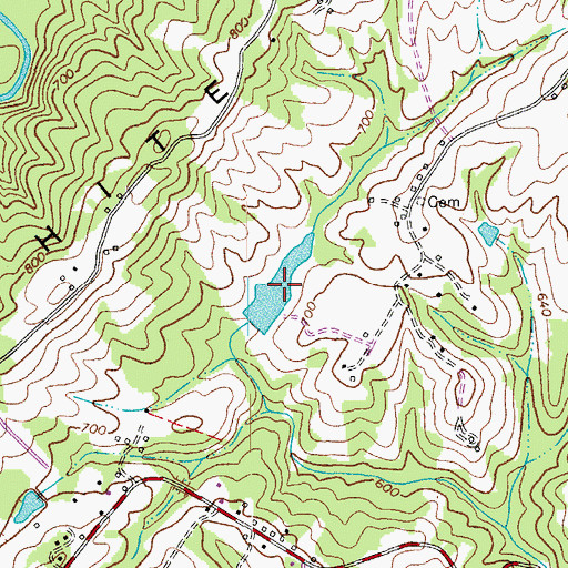 Topographic Map of White Oak Mountain Lake, VA