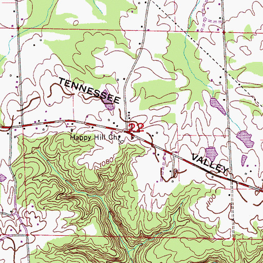 Topographic Map of Happy Hill, AL
