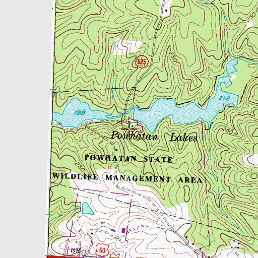 Topographic Map of Upper Powhatan Dam, VA